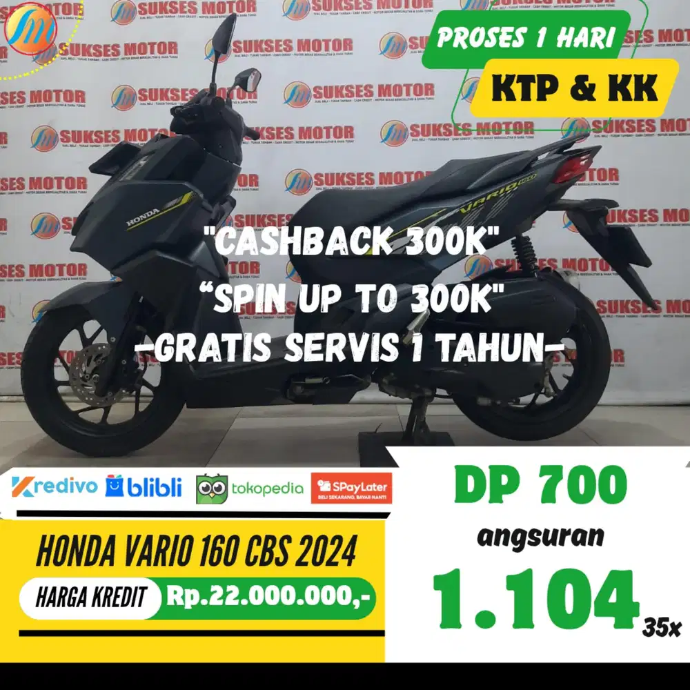 DP CUMA 700RB HONDA VARIO 160 CBS 2024 ANGSURAN SANGAT RENDAH PAJAK ON
