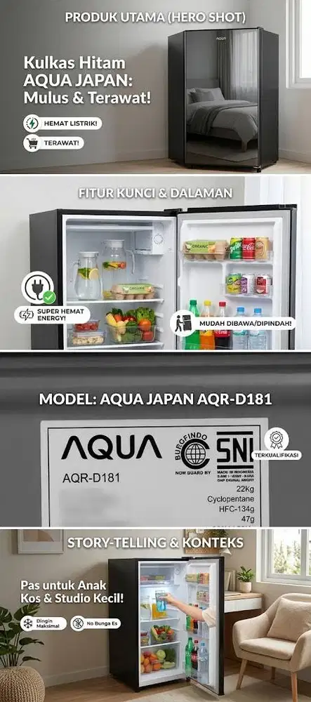Kulkas Bekas Rasa Baru! AQUA 1 Pintu (AQR-D181) – Ringkas, Hemat Listr