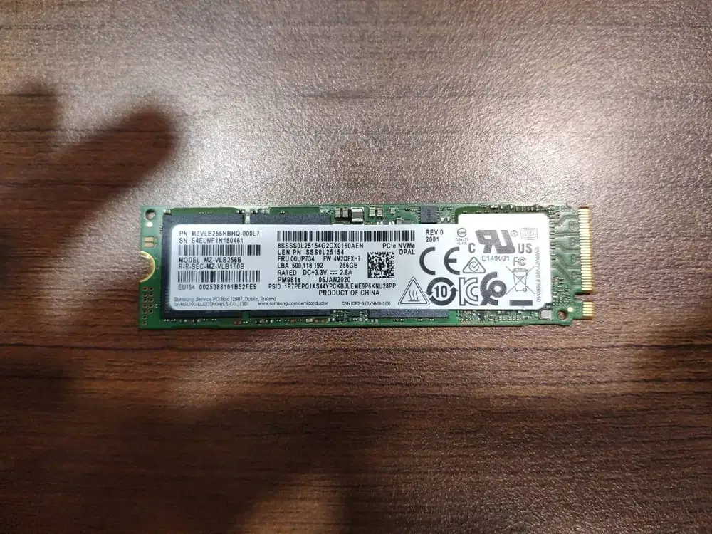 NVME Samsung PM981A 256GB SSD M.2 PM981