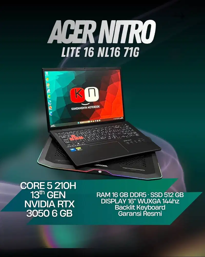 Acer Nitro 16 NL16 71G Core 5 210H RTX 3050 6GB RAM 16GB 512GB