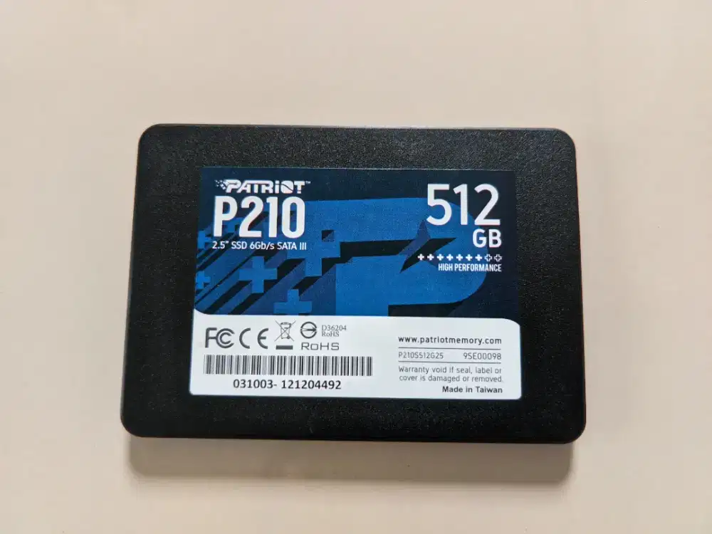 Ssd sata Patriot P210 kapasitas 512GB