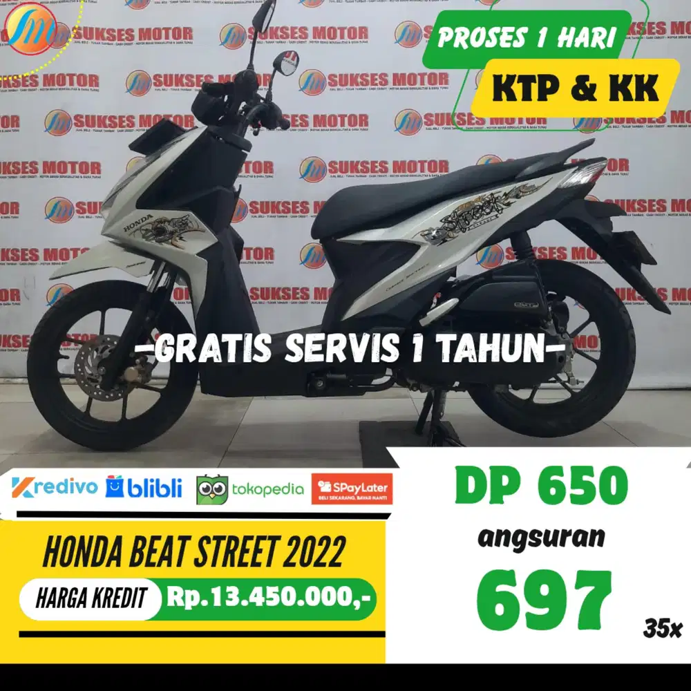 HONDA BEAT STREET 2022 DP 650RB ANGSURAN SANGAT RINGAN BERGARANSI