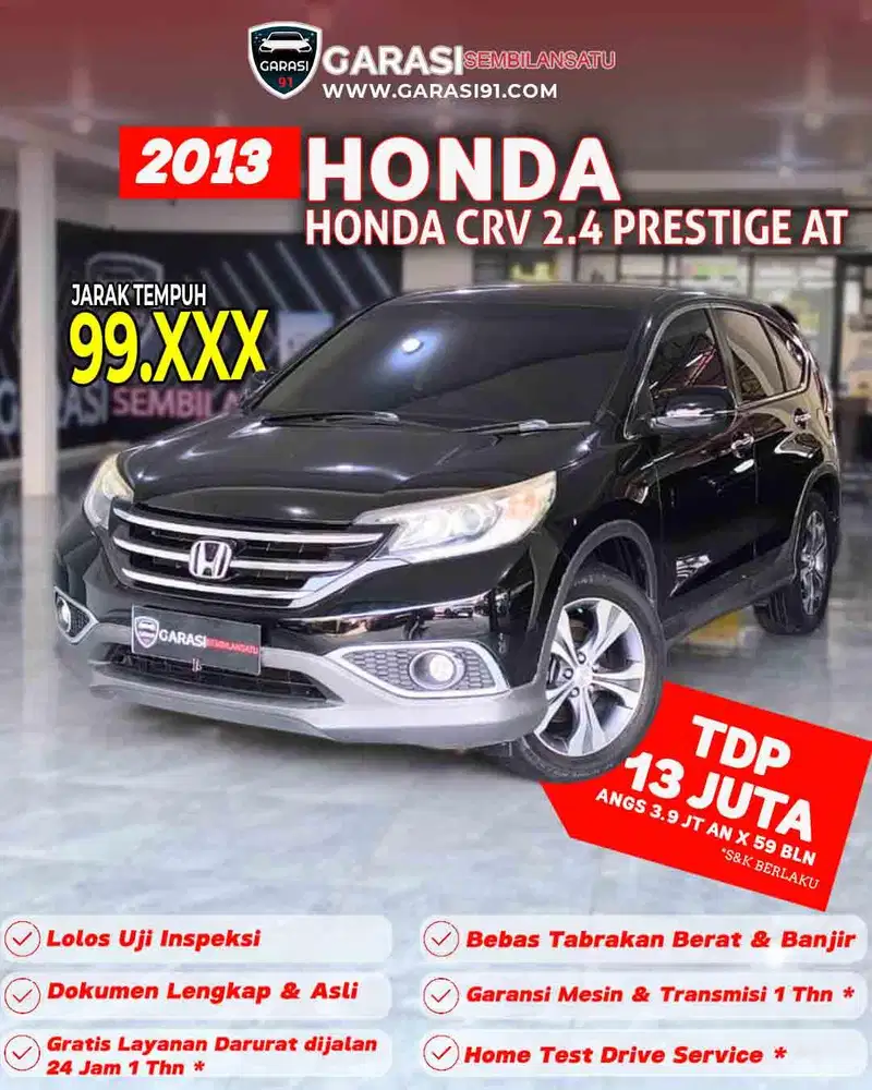 ‼️TDP 13 JT Honda New CRV Prestige AT 2013 km low