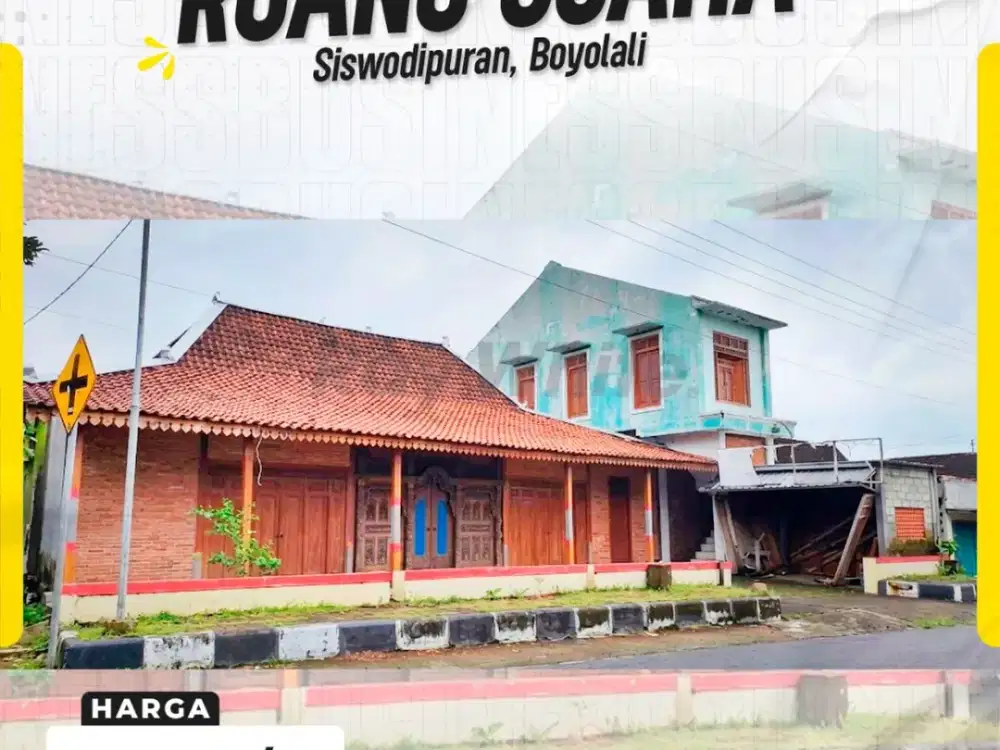 DISEWAKAN RUANG USAHA / RUMAH ETNIK JAWA 2 LANTAI FULL FURNISHED DI JL. PISANG, SISWODIPURAN, BOYOLALI