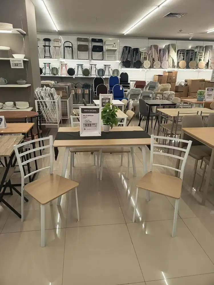 Meja Makan Harris Set Oak White