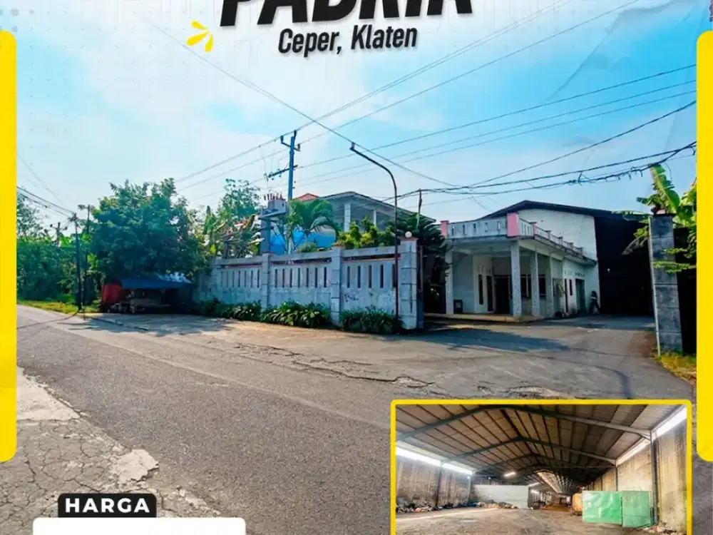 Dijual Gudang Zona Industri di Ceper, Klaten