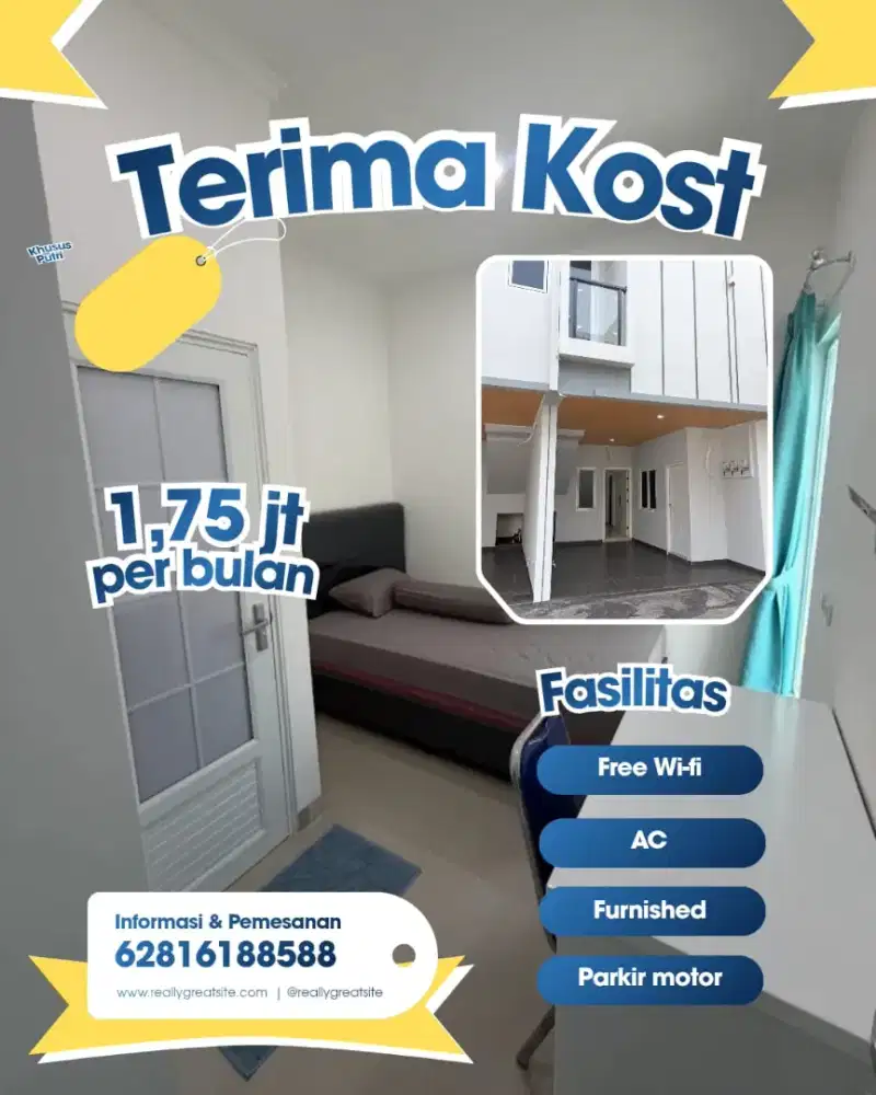 Kost Putri Furnished Percetakan Negara - AC, Free Wi-fi & Parkir Motor