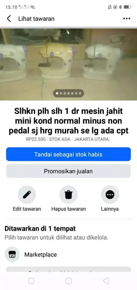 Slhkn plh slh 1 dr mesin jahit mini serba guna kond normal minus pedal