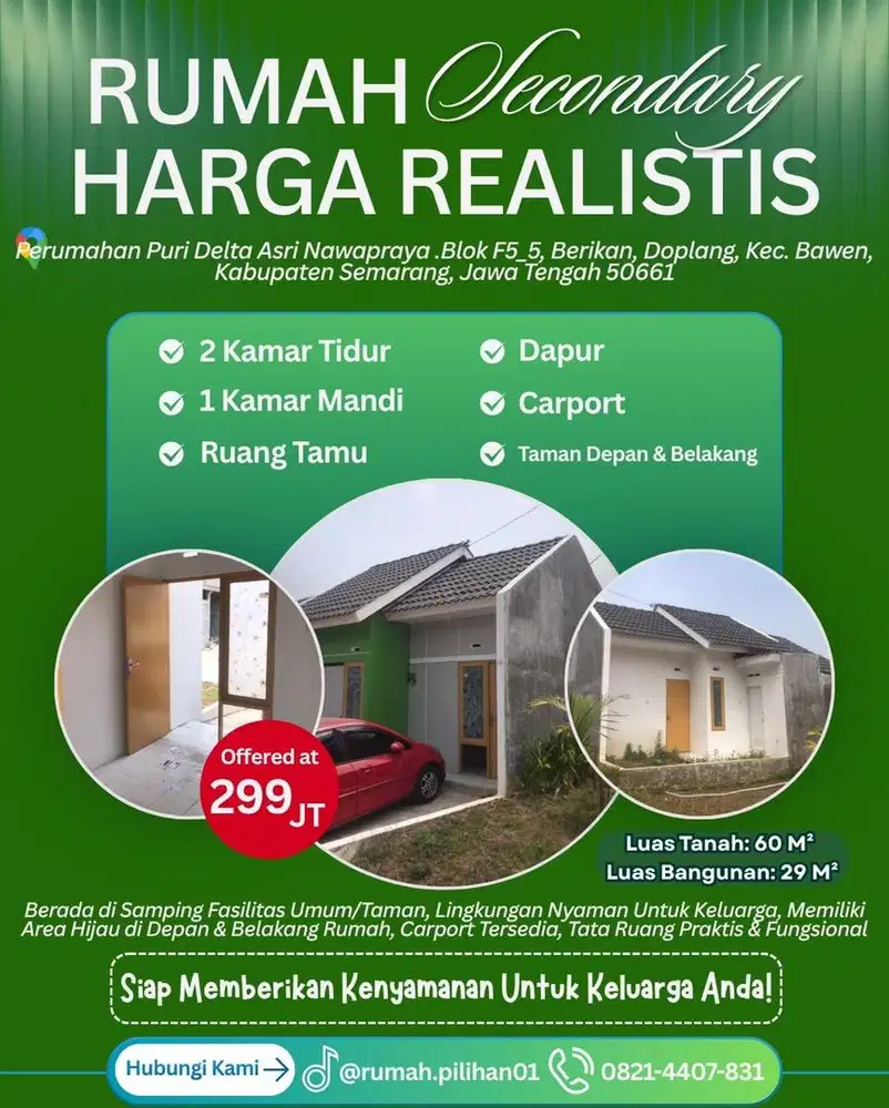 RUMAH NYAMAN DENGAN TAMAN DAN AREA PARKIR
