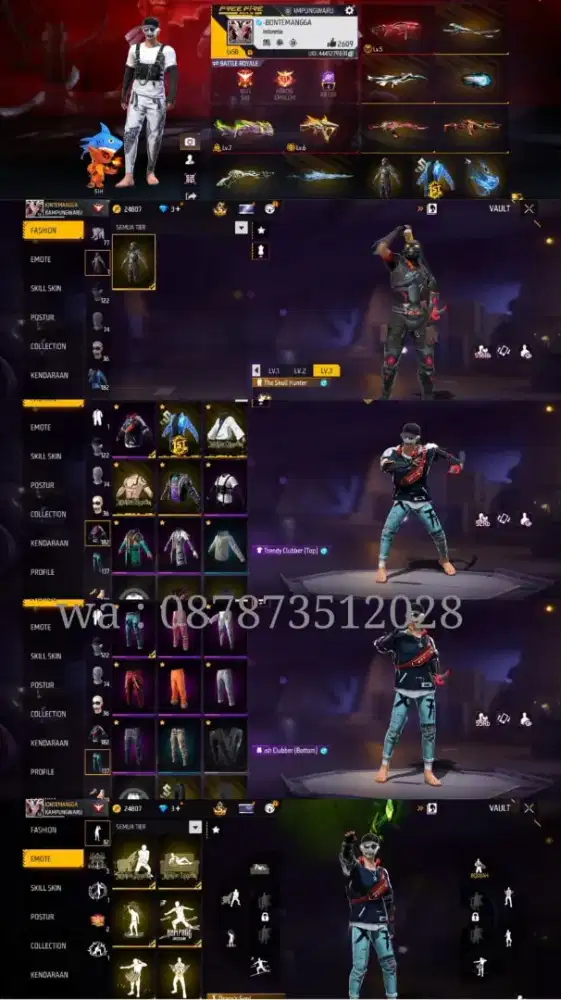 READY STOK AKUN FREE FIRE VAULT 182