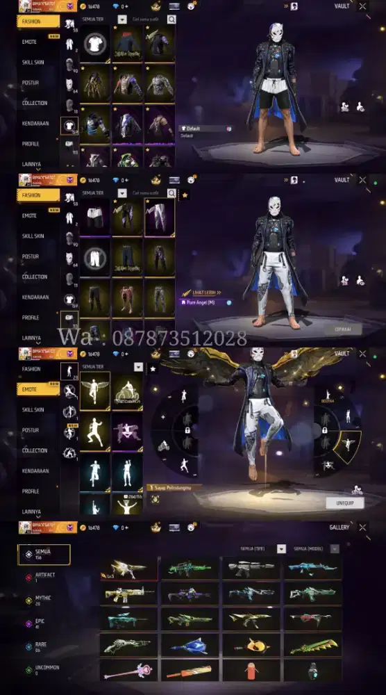 Ready stok akun free fire vault 159