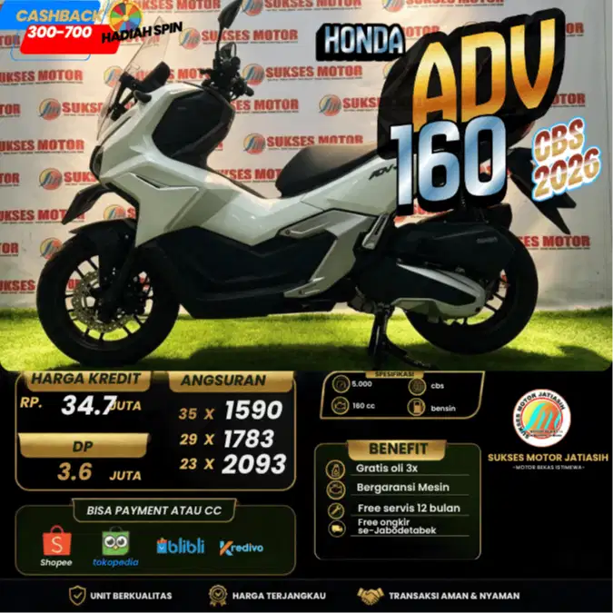 HONDA ADV 160 CBS 2026 KM RENDAH SIAP GAS PLAT BEKASI BISA CASH&KREDIT