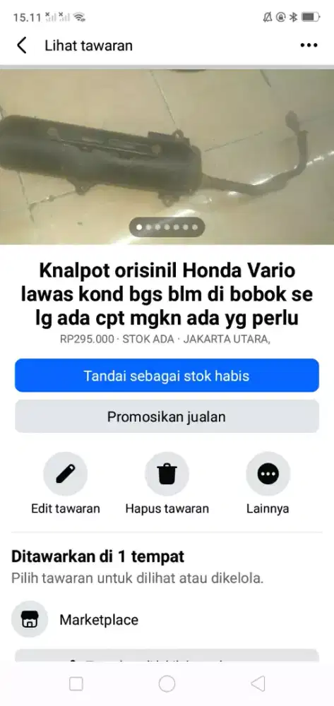 Knalpot orisinil Honda Vario lawas kond utuh MLS hrg murah sj cpt dpt