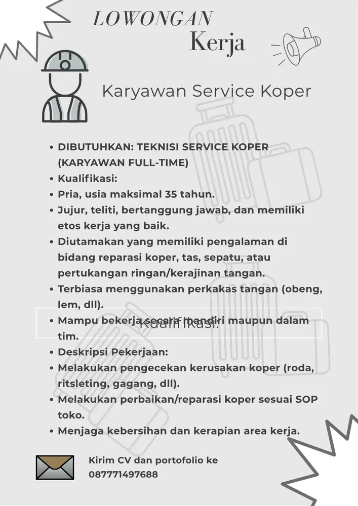 Lowongan Kerja Service Koper