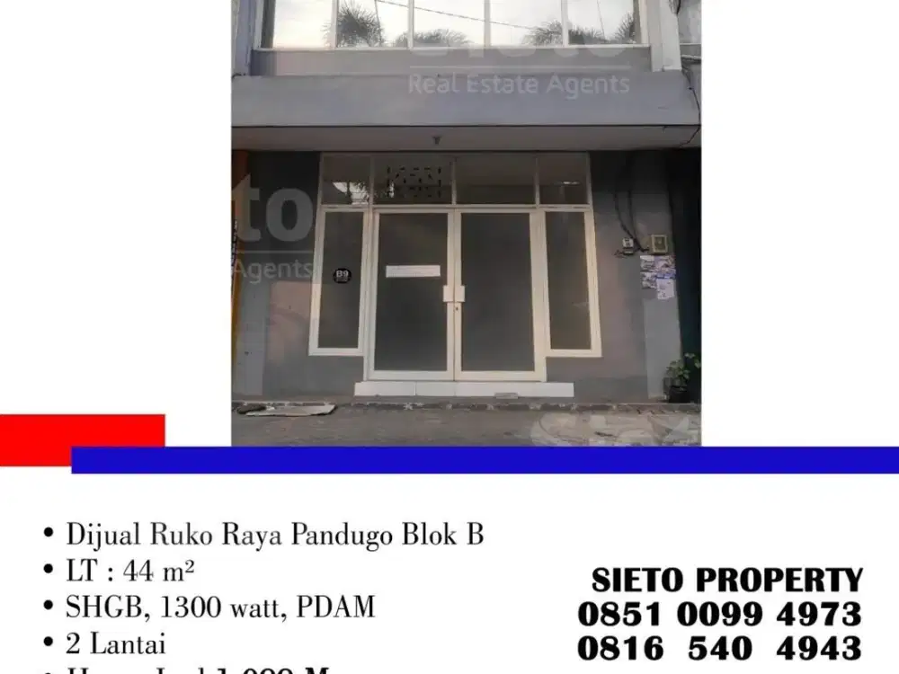 Dijual Cepat! Ruko Raya Pandugo, Lokasi sangat strategis cocok untuk branding