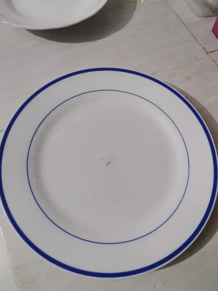 Jual rugi. Diameter 25cm. Dapat 3 piring makan porcelain bekas bagus