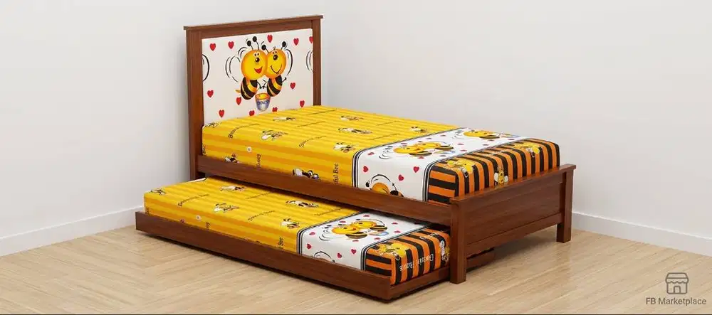 Jual Murah: Spring Bed Anak atas bawah Set Tema Lebah - Bekas Mulus