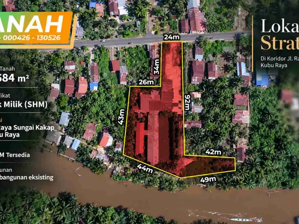 Tanah Luas 4.684 m² SHM di Jl. Raya Sungai Kakap, Kubu Raya
