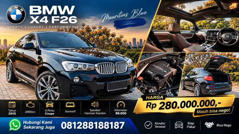 Dijual Mobil BMW X4 F26 Maurtius Blue Pemakaian Pribadi