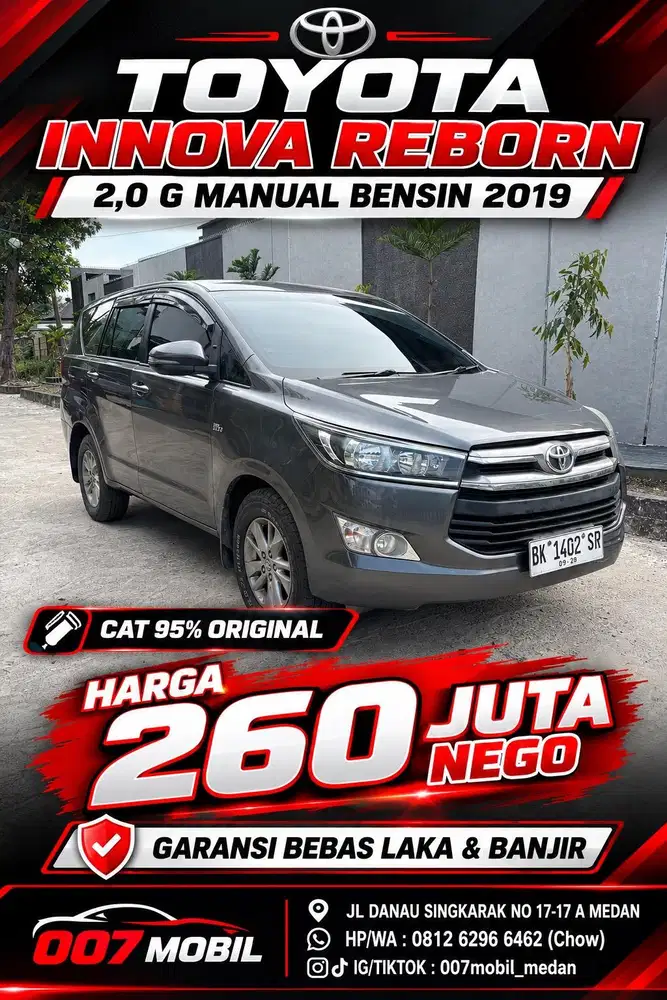 Toyota Innova Reborn 2,0 G Manual Bensin 2019, 2018, 2020,2017