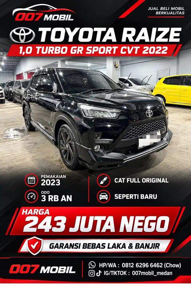 (Odo 3 RB) Toyota Raize 1,0 T GR Sport CVT 2022 , 2023 , 2024,  WRV