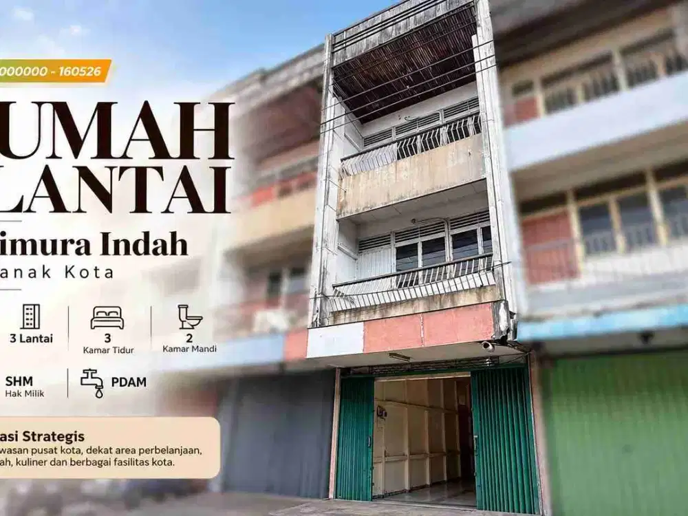 Rumah 3 Lantai 4x17m di Pattimura Indah, Pontianak Kota – SHM