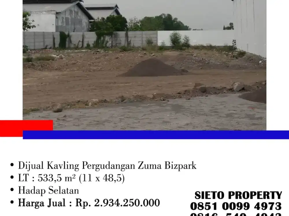 Dijual Cepat! Kavling Pergudangan Zuma Bizpark, Gresik | Kavling luas banget