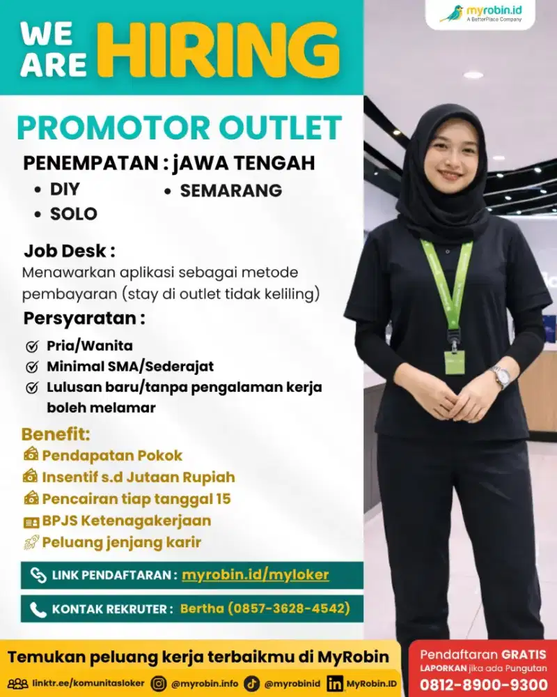 Lowongan Promotor Outlet Area Jawa Tengah (Kuota Terbatas)