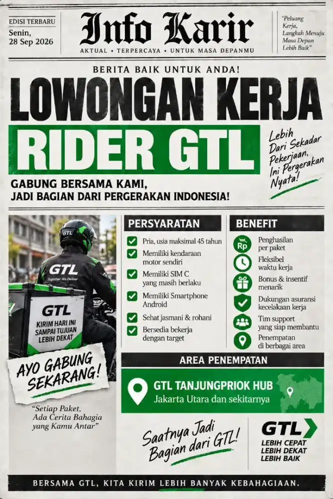 Lowongan kerja kurir eksepdisi - Jakarta Utara