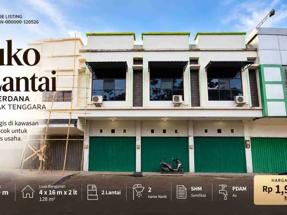 Ruko 2 Lantai di Jalan Perdana Pontianak – LT 120 m², SHM, Rp1,9 M Nego