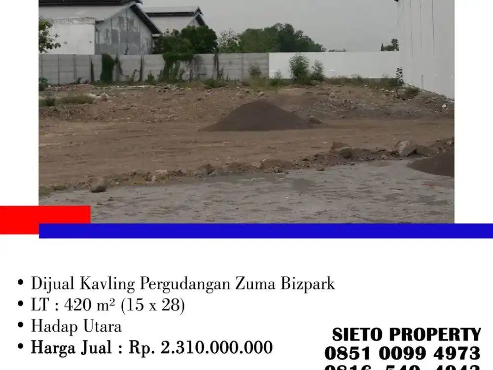 Dijual Cepat! Paling Murah!  Kavling Pergudangan Zuma Bizpark, Kedamean Gresik