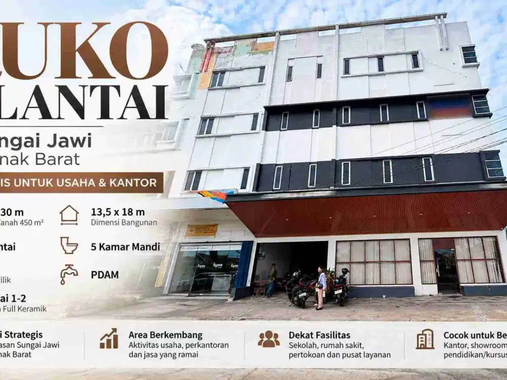 Ruko 4 Lantai Strategis Sungai Jawi Pontianak Barat – SHM