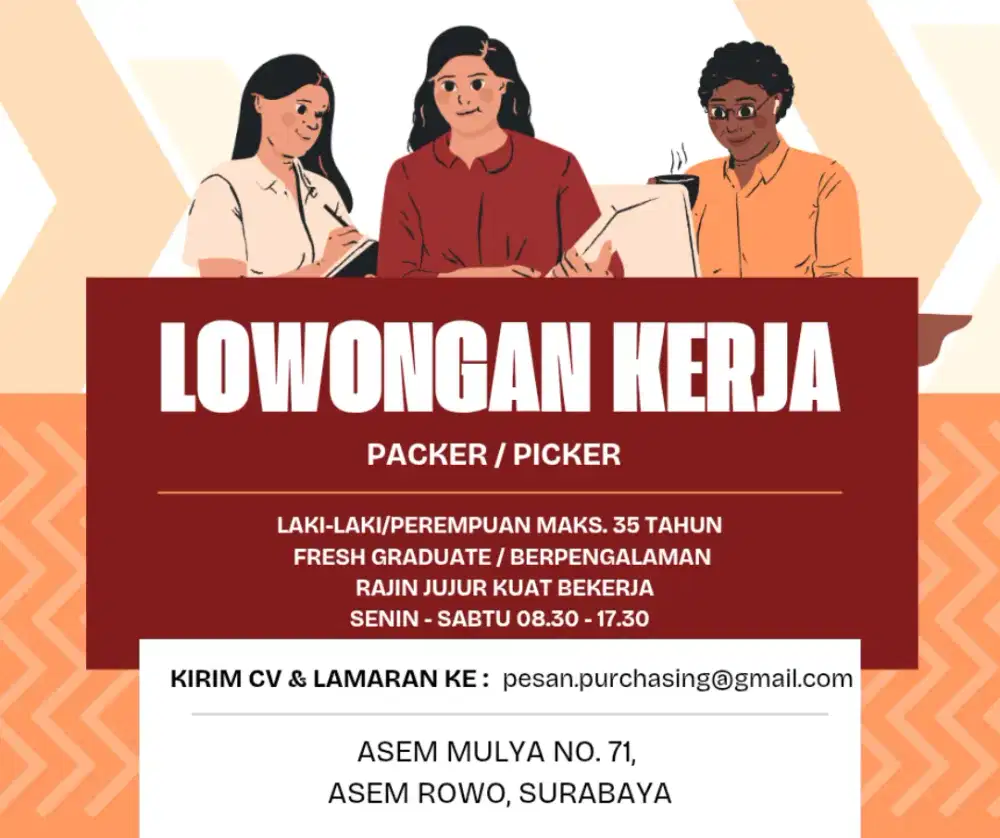 LOWONGAN KERJA GUDANG ONLINE SHOP SURABAYA FRESH GRAD PACKER PICKER
