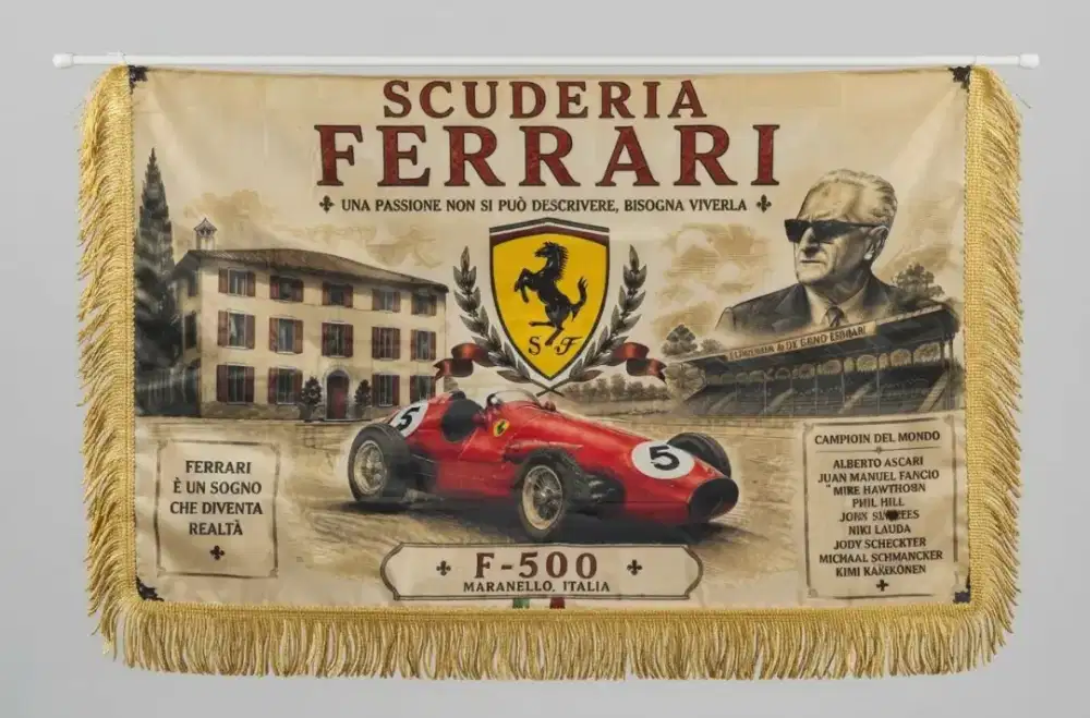Hiasan banner mobil Ferrari lawas vintage antik jadul