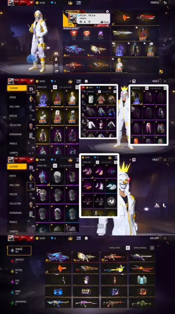 READY STOCK AKUN FREE FIRE SPECK GANTENG YG MINAT LANGSUNG PM