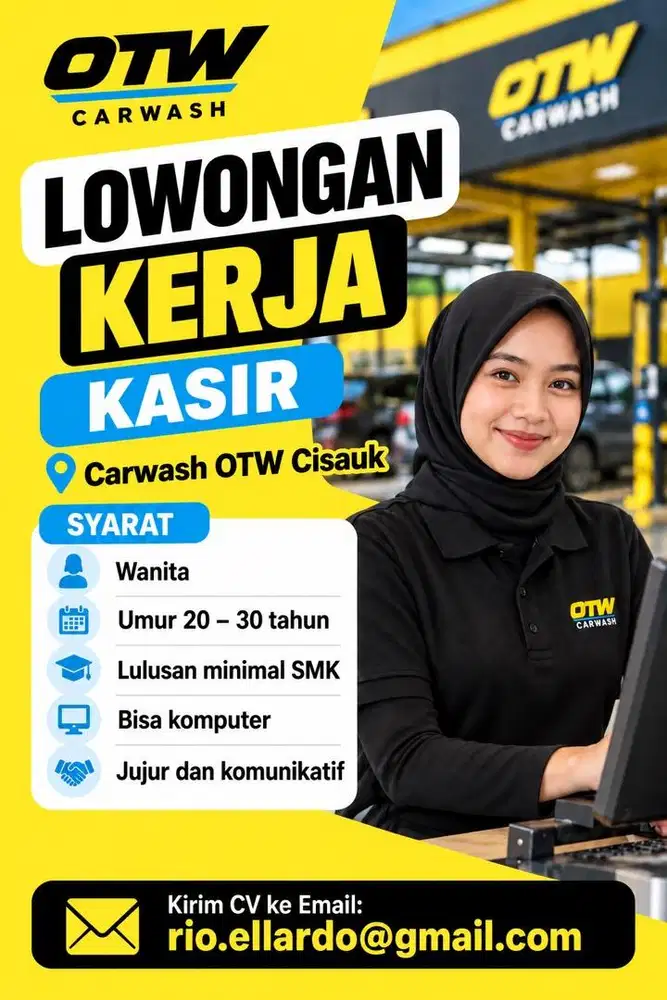 Lowongan Kerja Kasir! By OTW Carwash Cisauk