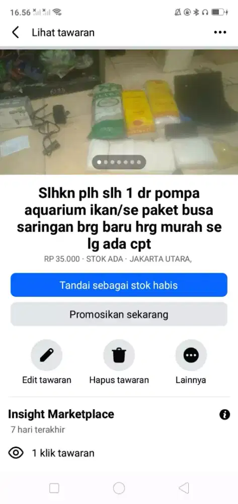 Slhkn plh slh 1 dr pompa aquarium ikan/busa filter nya brg baru murah