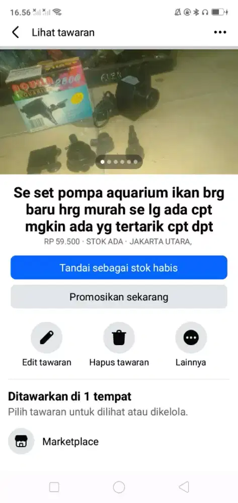 Pompa aquarium ikan berkualitas brg baru hrg murah se lg ada cpt dpt