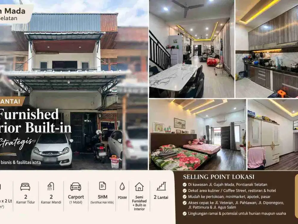 Rumah 2 Lantai Lokasi Strategis Gajah Mada Pontianak – SHM, 2 KT