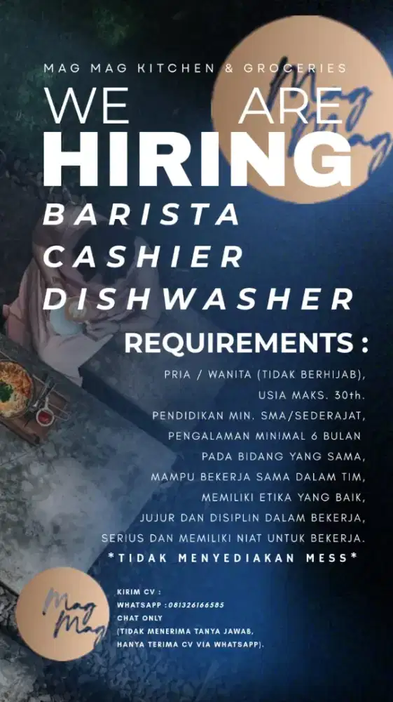 DIBUTUHKAN SEGERA KARYAWAN RESTO