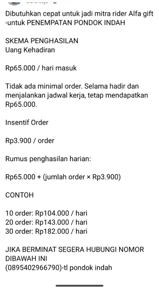 DIBUTUHKAN CEPAT, KURIR ALFA GIFT