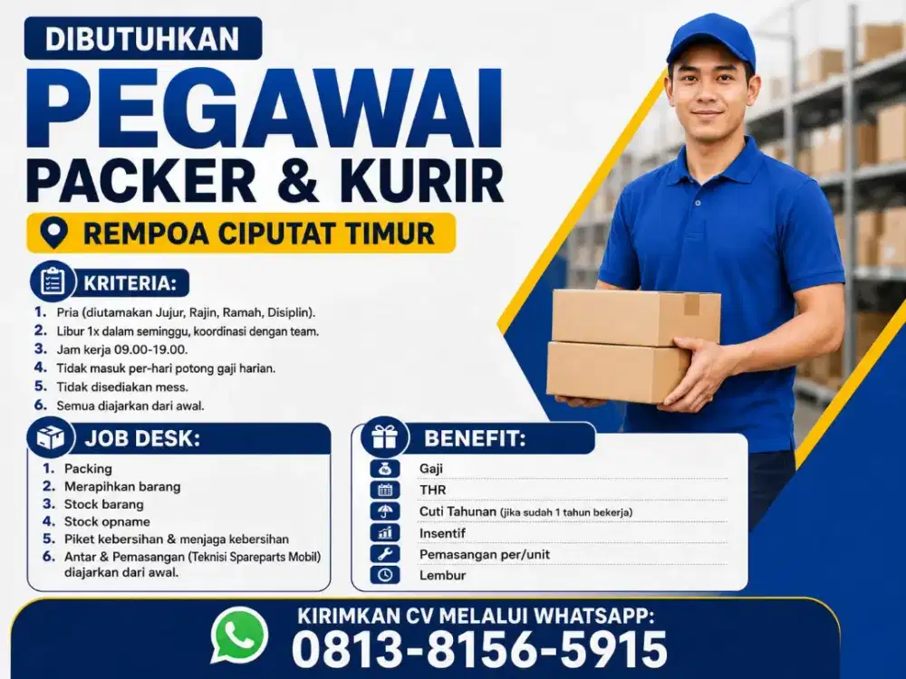 Lowongan Kerja Dibutuhkan Karyawan Packer & Kurir E-commerce