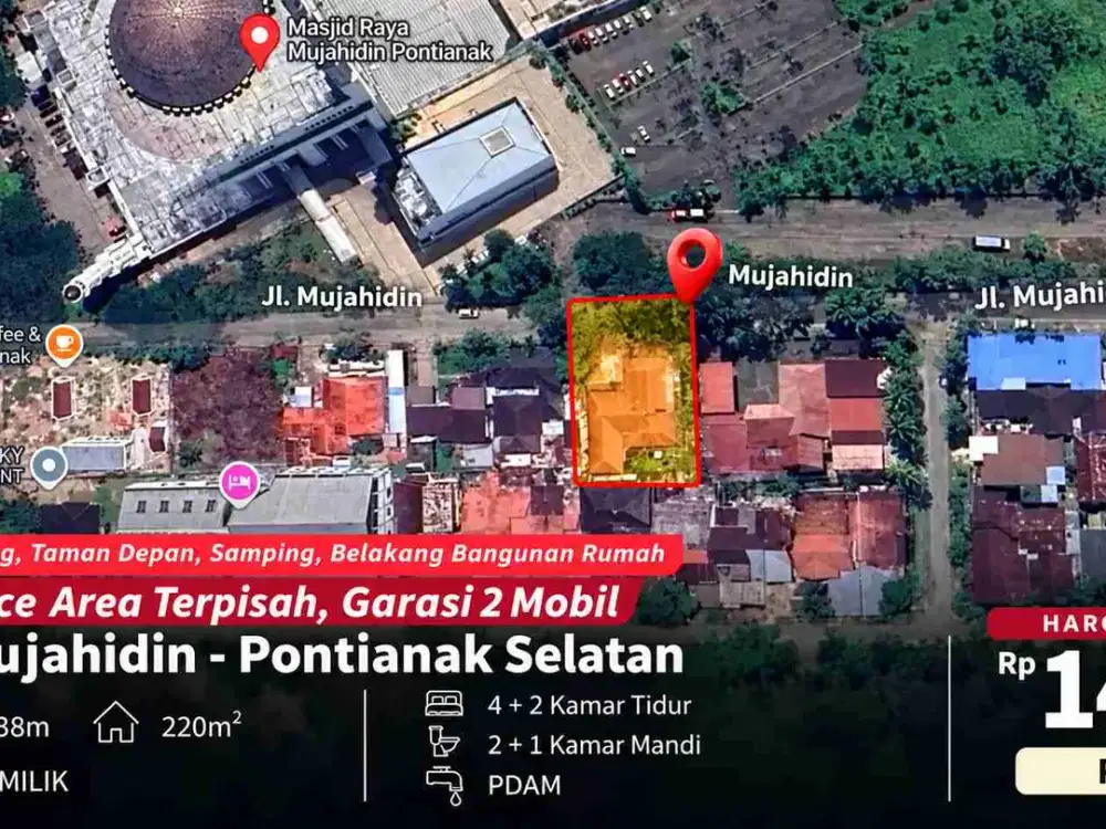 Rumah & Lahan Luas 912 m² di Jl. Mujahidin Pontianak Selatan – SHM