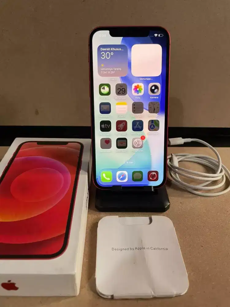 Iphone 12 128gb red inter all operator fullset mulus normal semua