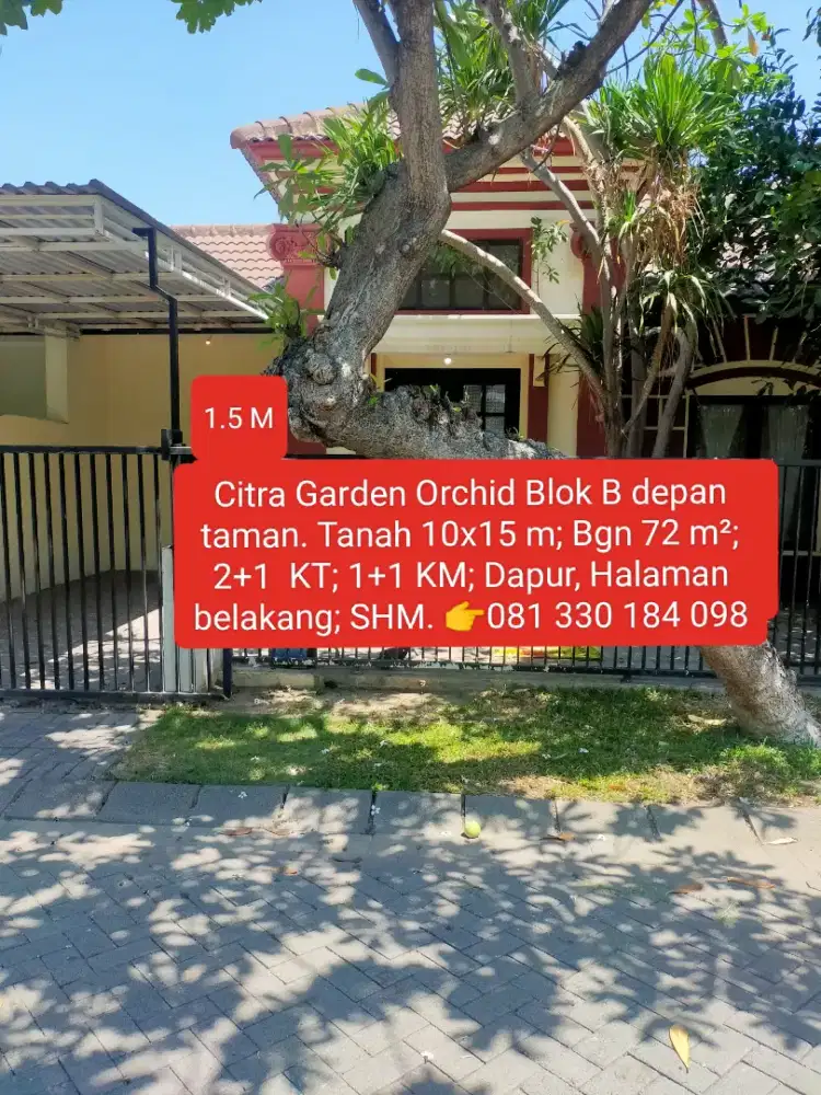 DIJUAL CEPAT. SIDOARJO PERUM CITRA GARDEN BLOK B