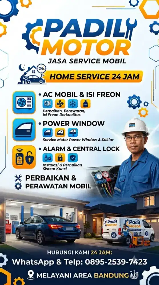 Home Service 24 Jam AC, P. Window, C.Lock, Alarm, Isi Freon