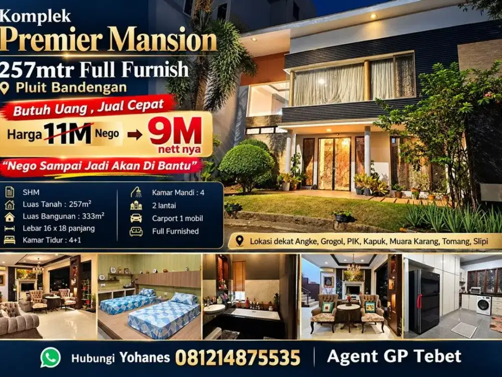 Komplek Premier Mansion 257mtr Full Furnish Pluit Bandengan