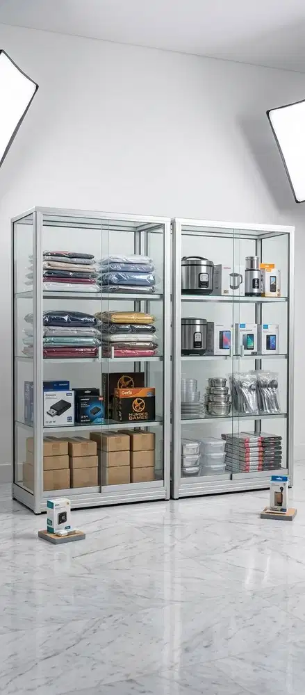 [SEPAKET 2 PCS] KOPDES - Lemari Etalase Kaca Aluminium (140 x 80 x 40)