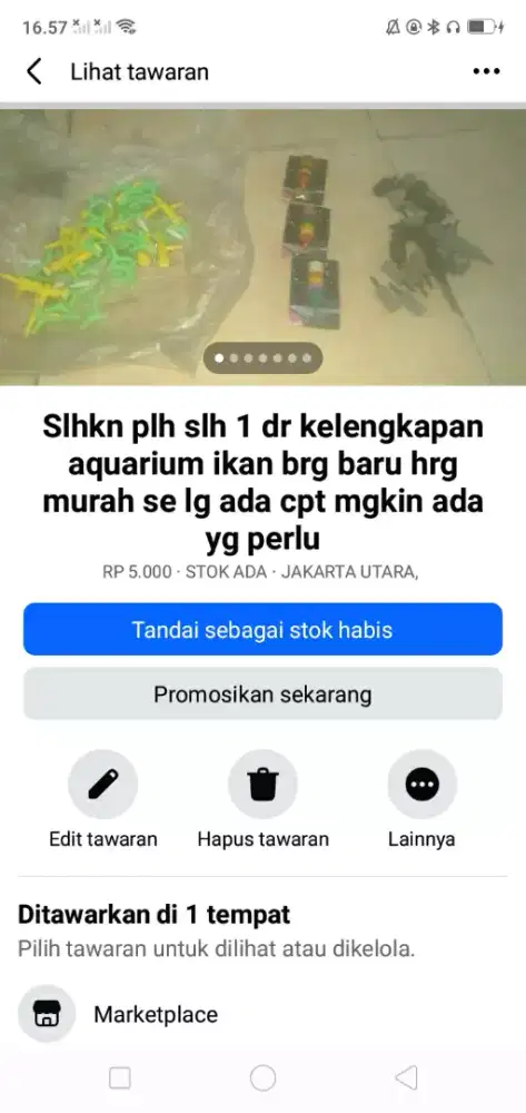 Slhkn plh slh 1 dr kelengkapan aquarium ikan brg baru hrg murah sj