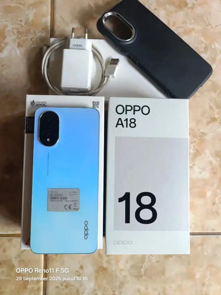oppo a18 ram 4+4/128 fullset ori bawaan
